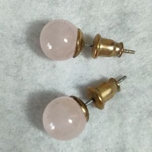 Rose Quartz Ball Stud Earrings